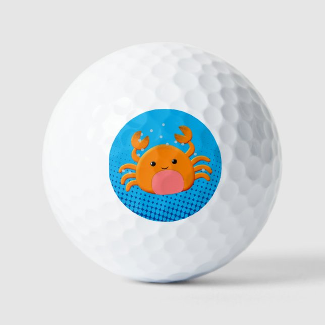 Balles De Golf Caricature mignonne Crabe Bébé Bleu Océan (Recto)