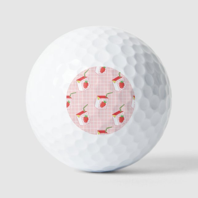Balles De Golf Caricatures de Lait de fraise : Motif (Recto)