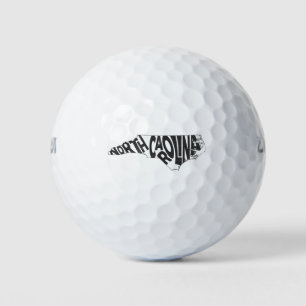 Balles De Golf Caroline du Nord Nom de l'État Mot Art Noir