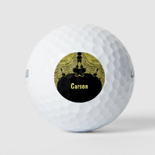Balles De Golf CARSON ~ OR ET NOIR Design fractal ~ Unique