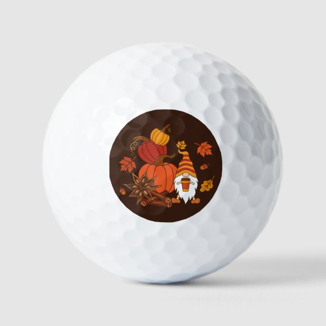 Balles De Golf Carte Citrouille Gnome d'automne (Recto)