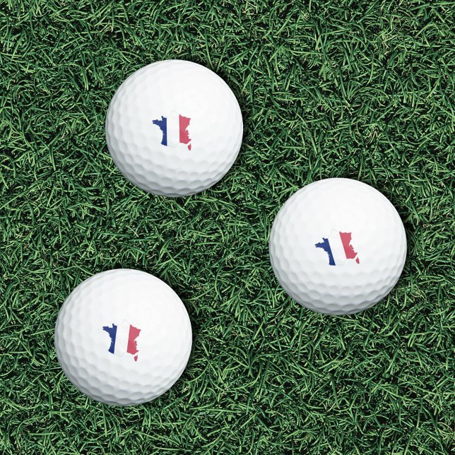 Balles De Golf Carte de la France avec drapeau français (Map of France with French Flag Golf Balls)
