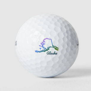 Balles De Golf Carte de l'Alaska Colorful Line National Park