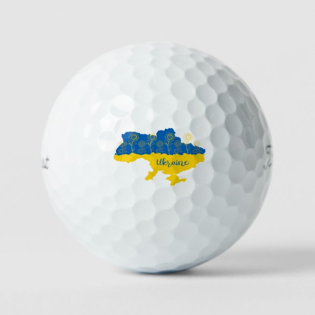 Balles De Golf Carte de l'Ukraine avec tournesol et drapeau ukrai (Recto)