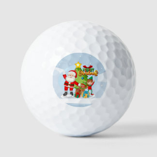 Balles De Golf Carte de Noël festive avec le Père Noël et ses ami