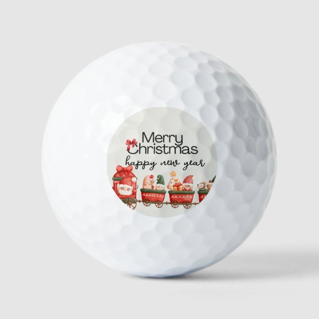 Balles De Golf Carte de Noël Train Fantaisiste  (Recto)