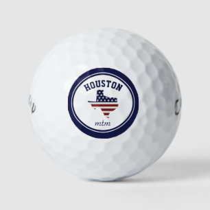 Balles De Golf Carte du Texas   Drapeau Patriotique USA   Ville o