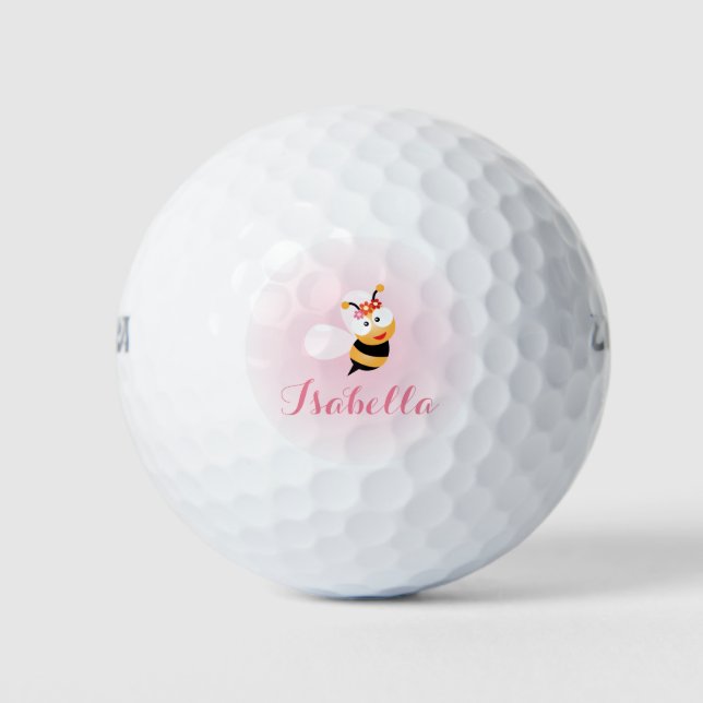 Balles De Golf Carton d'abeille mignon rose rose douce fille (Devant)
