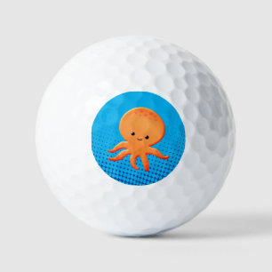 Balles De Golf Cartoon mignon bébé poulpe bleu océan