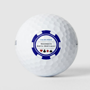 Balles De Golf Casino Poker Chip dans Marine Bleu et Blanc Annive