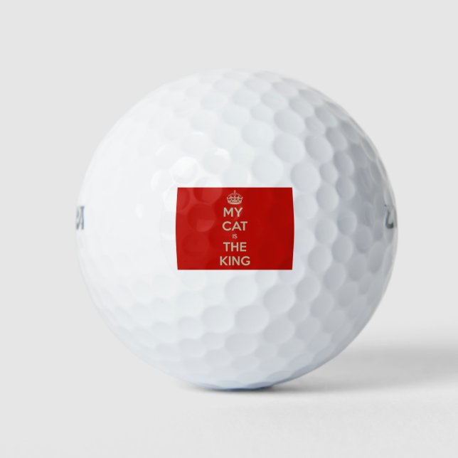 Balles De Golf Cat King Message Note To Quote Red (Devant)