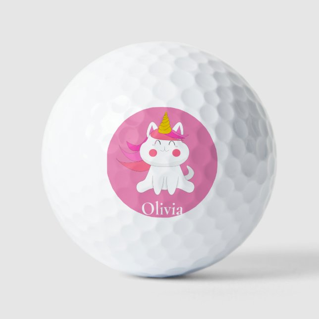 Balles De Golf Caticorn rose personnalisé (Recto)