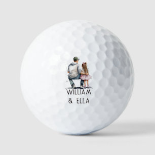 Balles De Golf Caution père et fille noire (12)