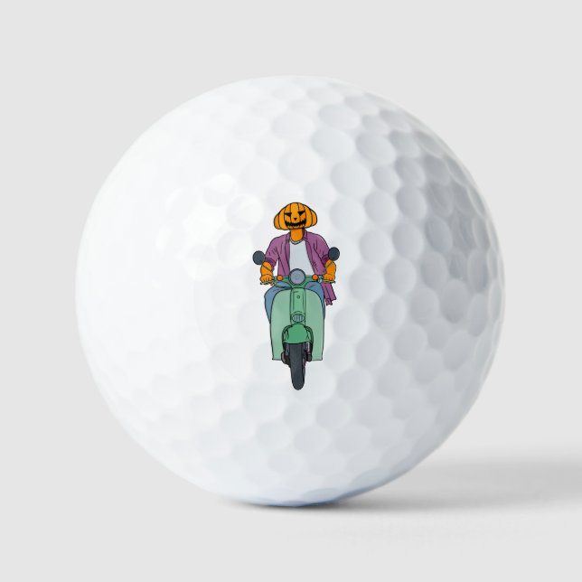 Balles De Golf Cavalier Citrouille sur Scooter Menthe (Recto)