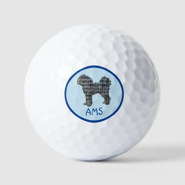 Balles De Golf Cavapo Cavoodé Chien Silhouette Monogramme Grille  (Recto)