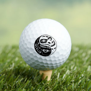 Balles De Golf Cercle d'aigle noir et blanc Haida Thunderbird