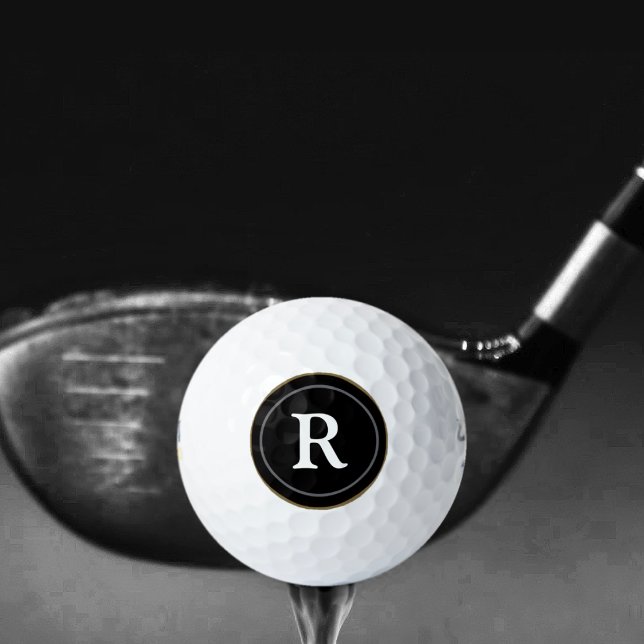 Balles De Golf Cercle noir avec sa propre customisée initiale (Créateur téléchargé)