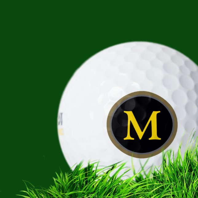 Balles De Golf Cercle noir avec votre propre monogramme initial (Créateur téléchargé)