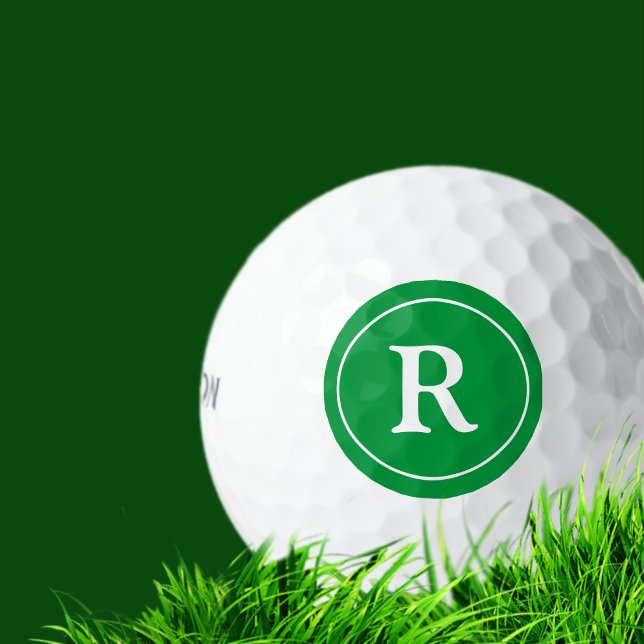 Balles De Golf Cercle vert avec nom initial Monogramme (Créateur téléchargé)