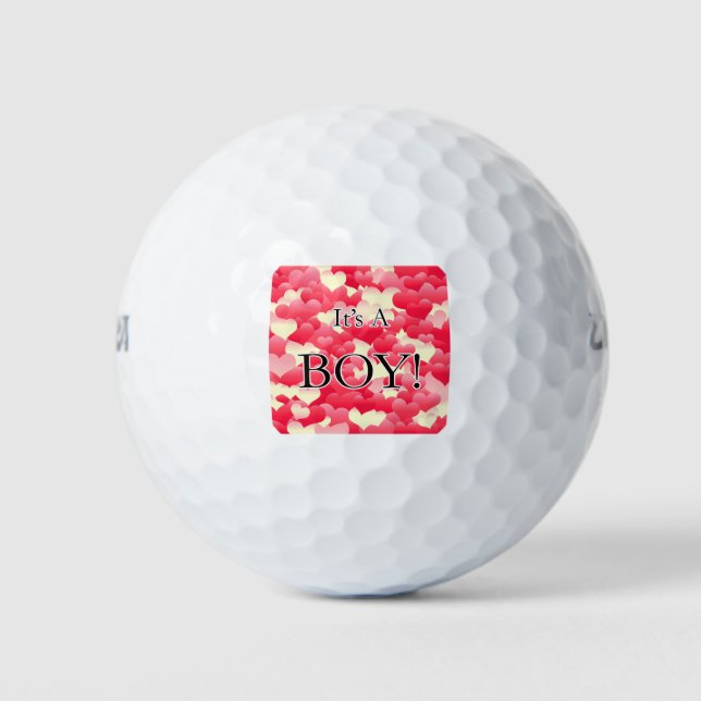 Balles De Golf C'est un garçon ! Cœurs rouges (Devant)