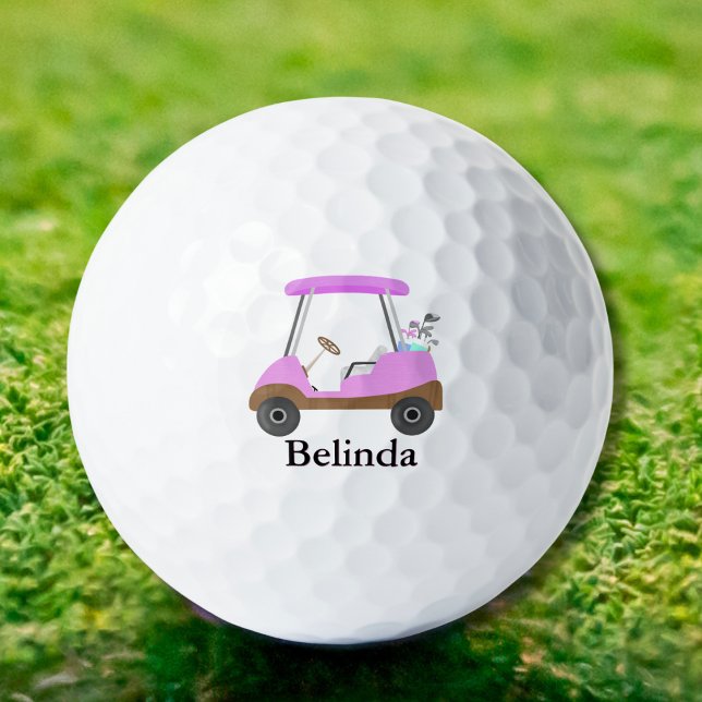 Balles De Golf Chariot de golf à texture de bois glamour rose ave (Créateur téléchargé)