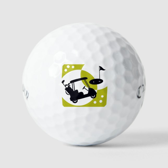 Balles De Golf Chariot de golf, clubs et greens (Recto)