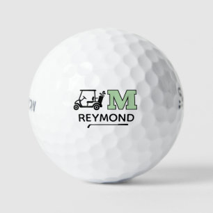 Balles De Golf Chariot de golf et marque initiale M personnalisée