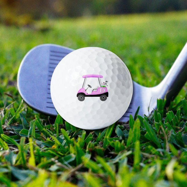 Balles De Golf Chariot de golf rose avec monogramme (Créateur téléchargé)