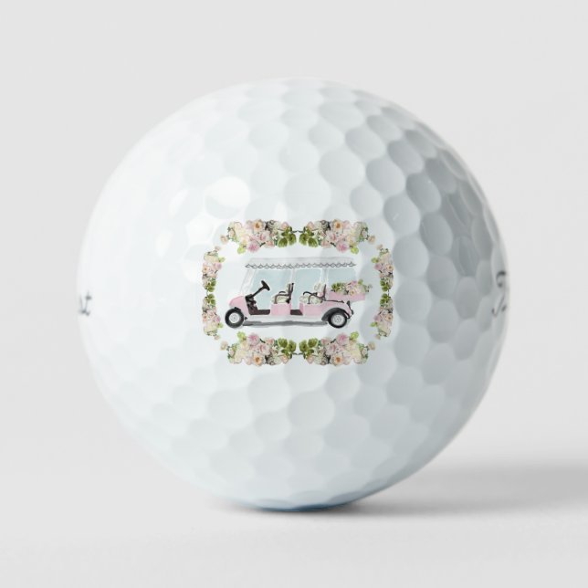 Balles De Golf Chariot de Golf Rose Floral  (Recto)
