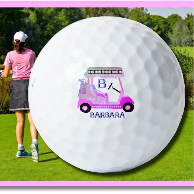 Balles De Golf Chariot Rose Violet Monogramme Glam Glitz Diamant  (Créateur téléchargé)