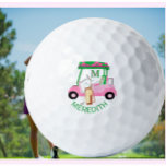 Balles De Golf Charming Unique Golf Cart Clubs Monogramme Nom<br><div class="desc">Une charmante voiturette de golf unique — rose et vert — fait avec goût — prête à courir le terrain — balle de golf — C'est un cadeau formidable pour tous les amateurs de golf — amusant / attirant / unique. Personnalisez-le avec vos initiales/monogrammes et prénom DOUBLE-couleur et vos initiales/monogrammes....</div>