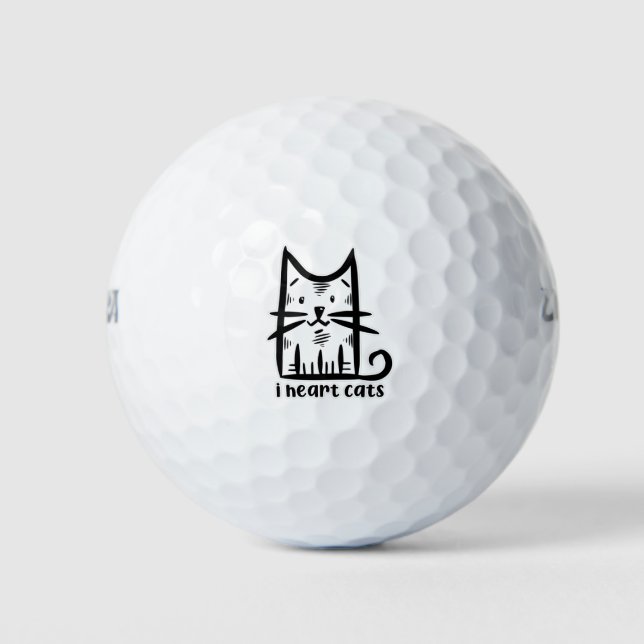 Balles De Golf Chat à moustaches, j'adore les chats (Devant)