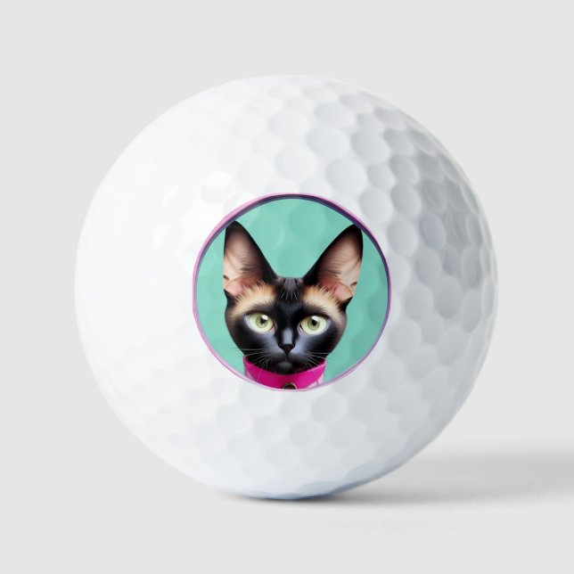 Balles De Golf Chat aux yeux frappants par miroir circulaire (Recto)