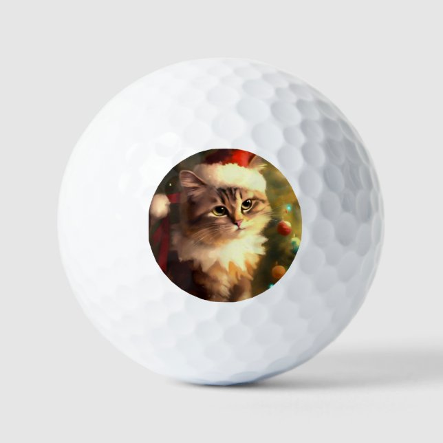 Balles De Golf Chat de Noël (4) (Recto)