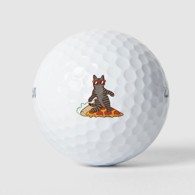 Balles De Golf Chat de snowboard sur Pizza (Devant)