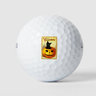 Balles De Golf Chat d'Halloween assis dans une citrouille Jack O