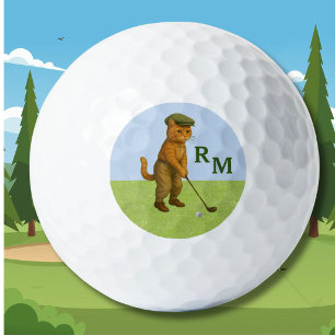 Balles De Golf Chat élégant jouant au golf personnalisé