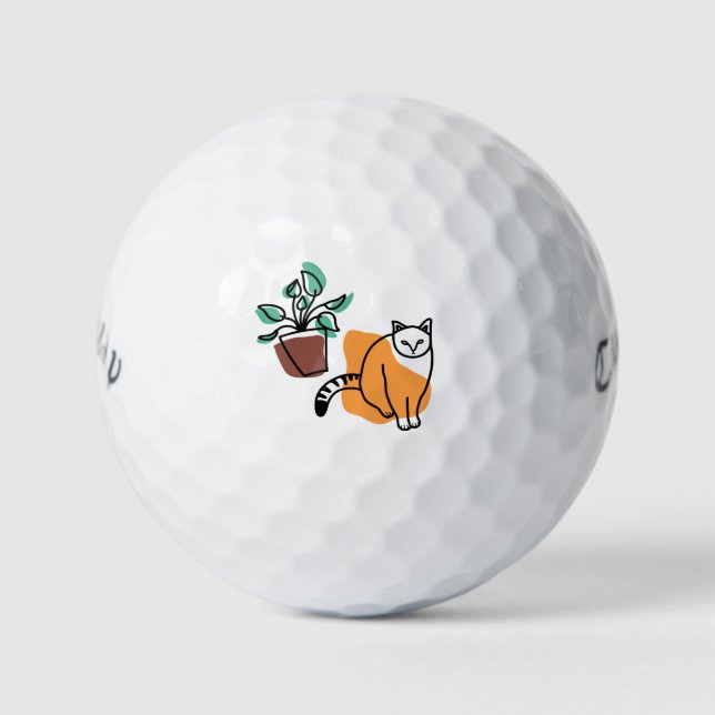 Balles De Golf Chat et le plante (Devant)