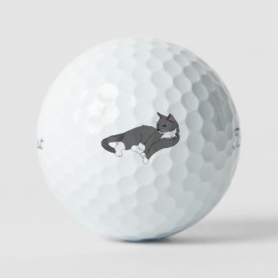 Balles De Golf Chat gris et blanc Tuxedo