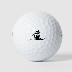 Balles De Golf Chat Halloween Noir Silhouette Animal Éffrayant An