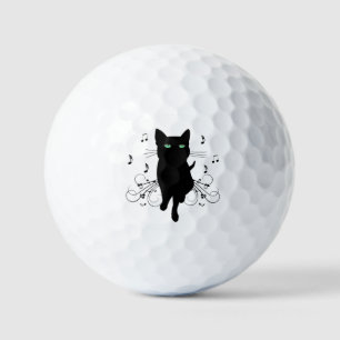 Balles De Golf Chat noir entouré de notes de musique murmurantes