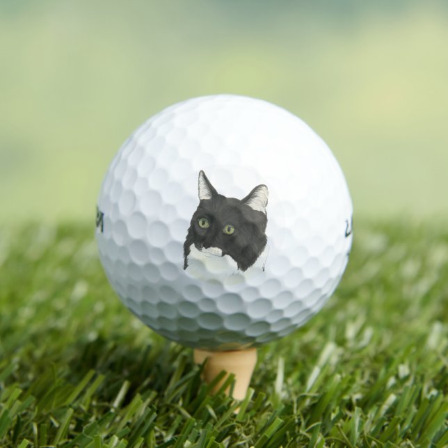 Balles De Golf Chat noir et blanc (T-shirt Insitu)