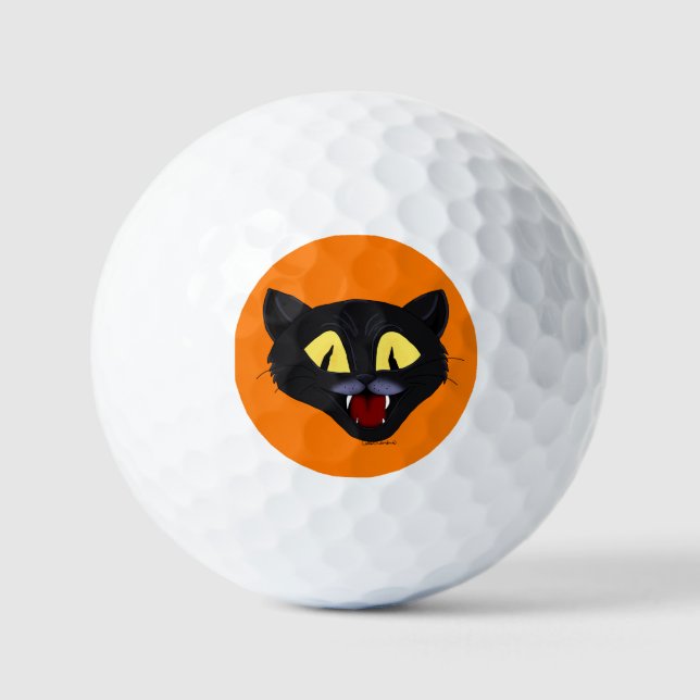 Balles De Golf Chat noir Halloween (Recto)