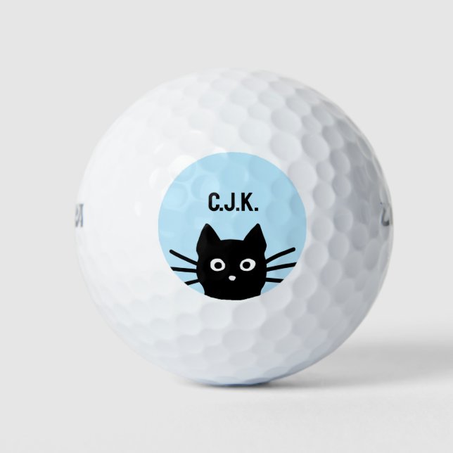 Balles De Golf Chat noir Nom personnalisé Funny Peeking Chat (Devant)