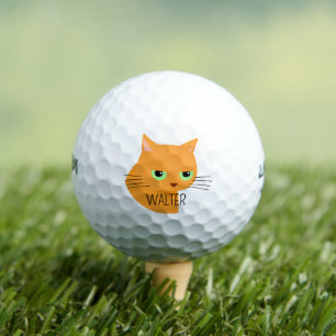 Balles De Golf Chat orange avec nom personnalisé Chat drôle