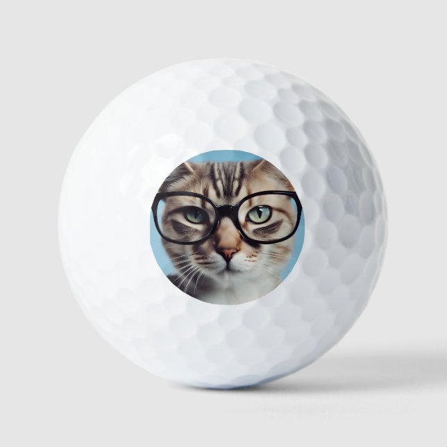 Balles De Golf Chat Portant des lunettes (Recto)