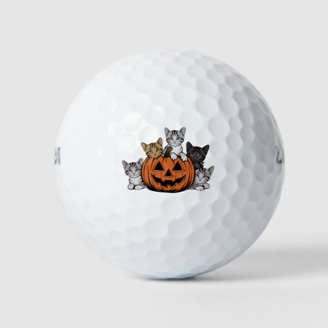 Balles De Golf Chat Rétro Halloween Vintage Années 90 Saison Effr (Devant)