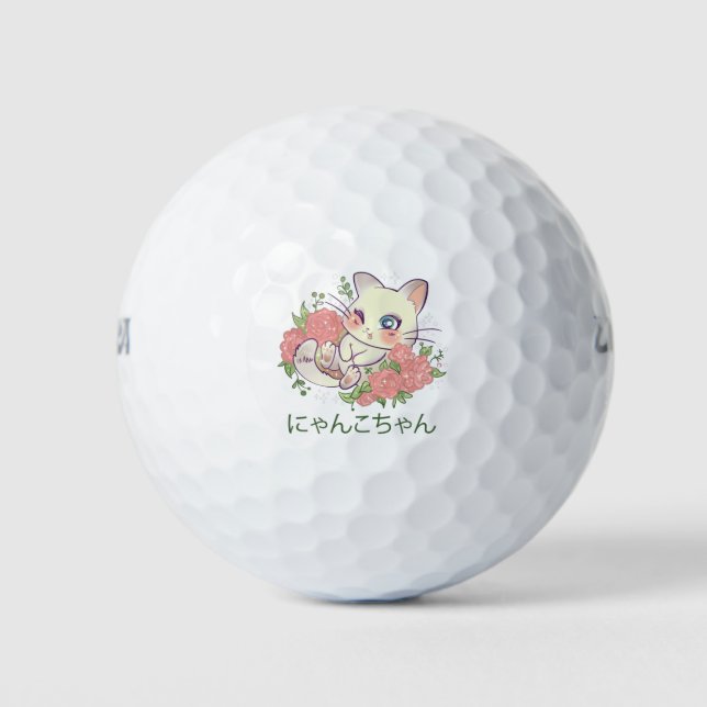 Balles De Golf Chaton Blanc Kawaii (Devant)
