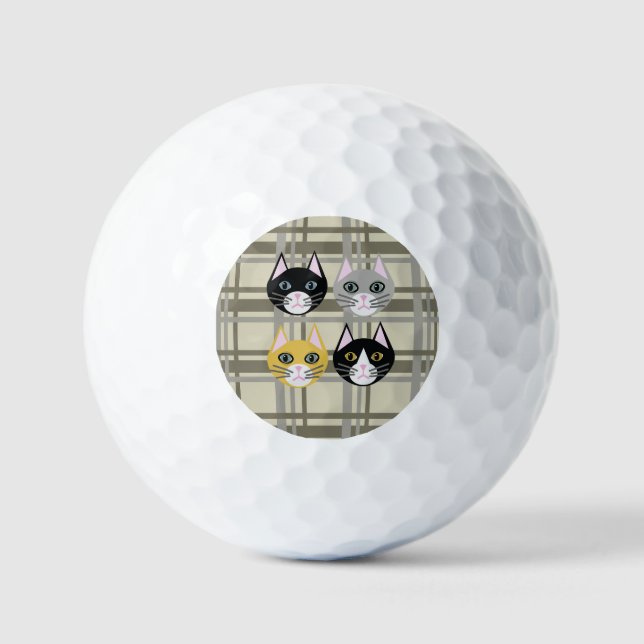 Balles De Golf Chats plaid gris/crème (Recto)