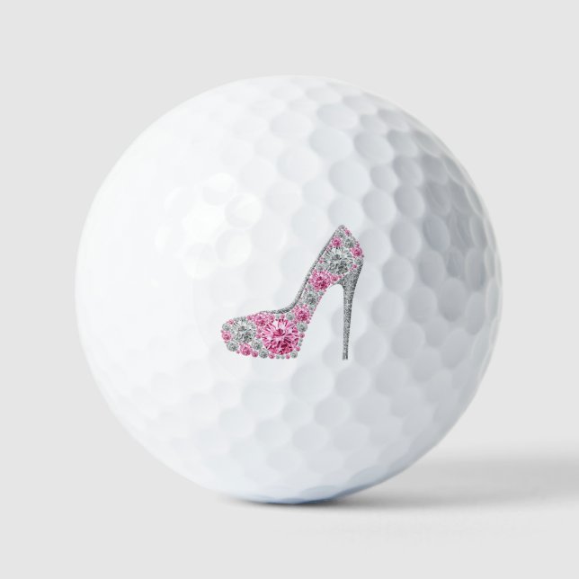 Balles De Golf Chaussure rose et blanche à talon haute fille (Recto)